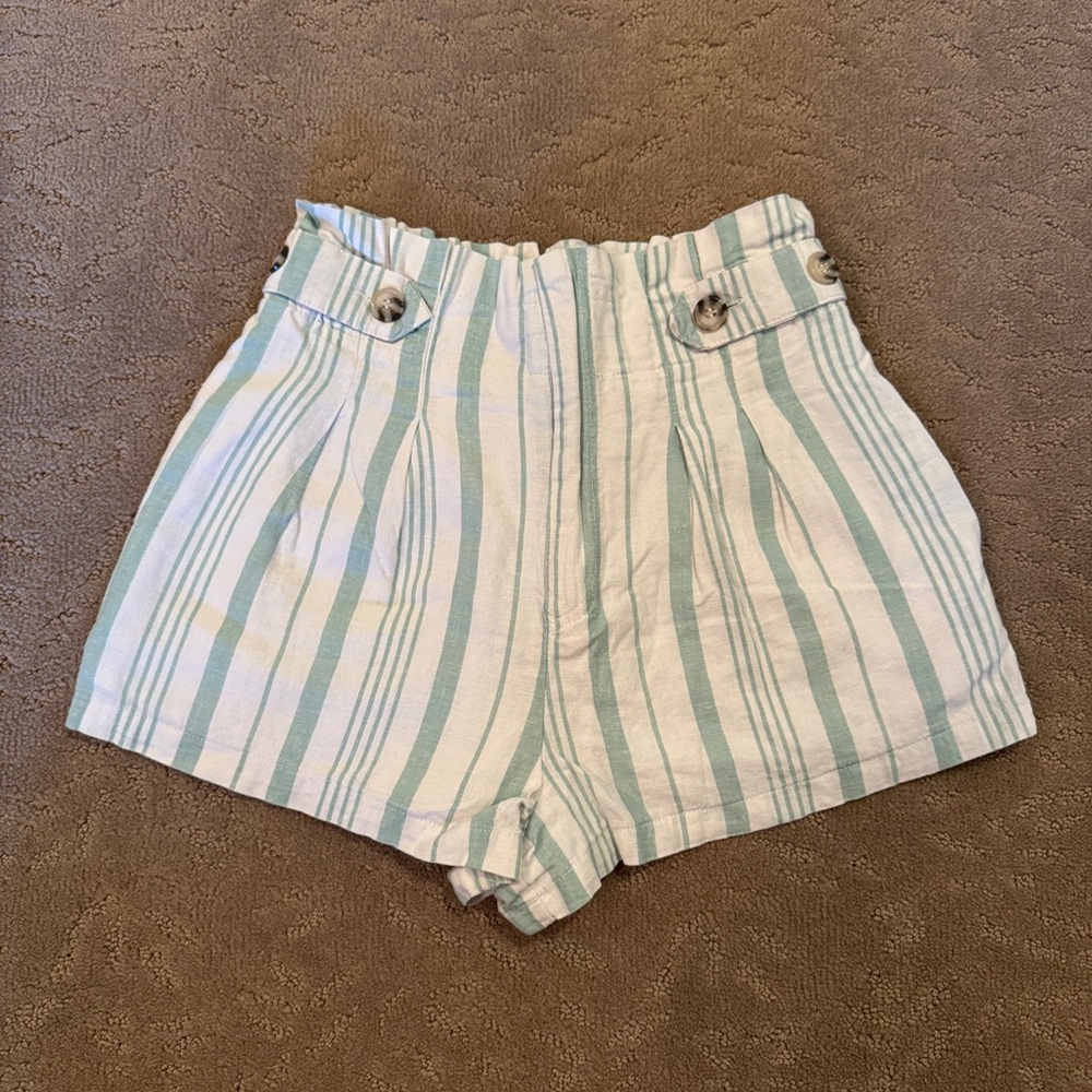 Hollister White and Green High Waist Shorts